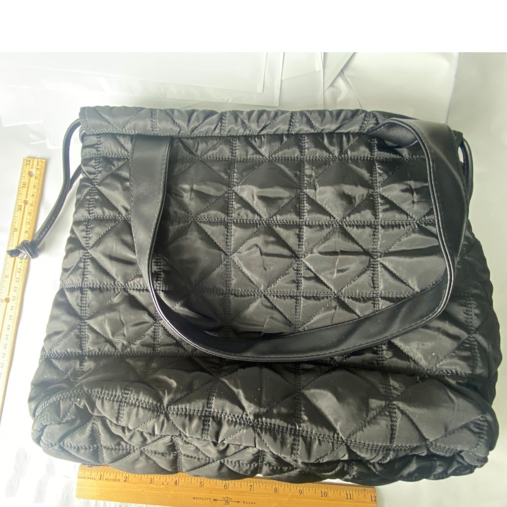 Black Quilted Nylon Tote Bag Shoulder Bagโ Large Travel Bag